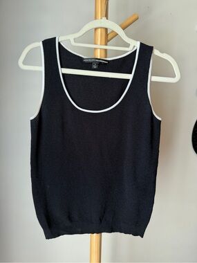 Vntg Linda Allard Ellen Tracy Black Knit Capsule Top Sz Medium Sleeveless Shirt